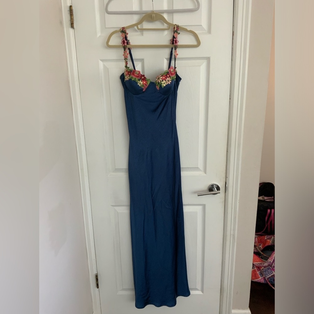 Blue with Floral accents - Hello Molly - size M